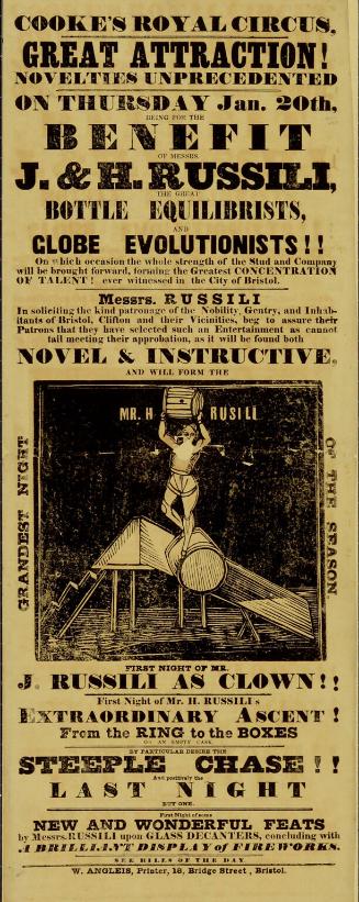 Playbill for Cooke's Royal Circus. January 20, 1842 (maybe 1848)