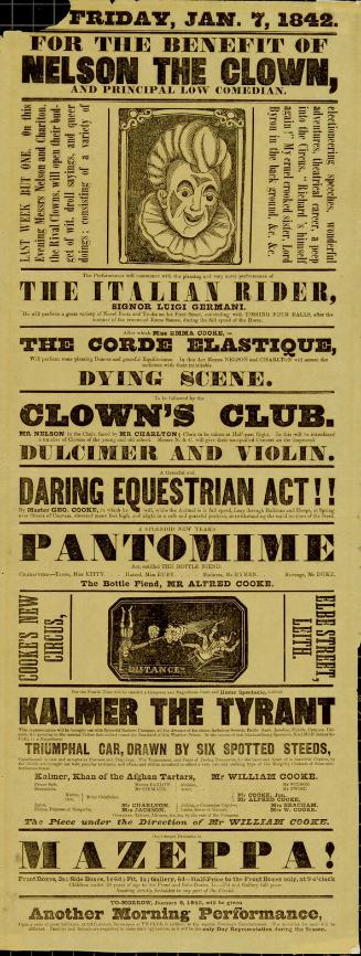 Playbill for Cooke's New Circus. January 7, 1842