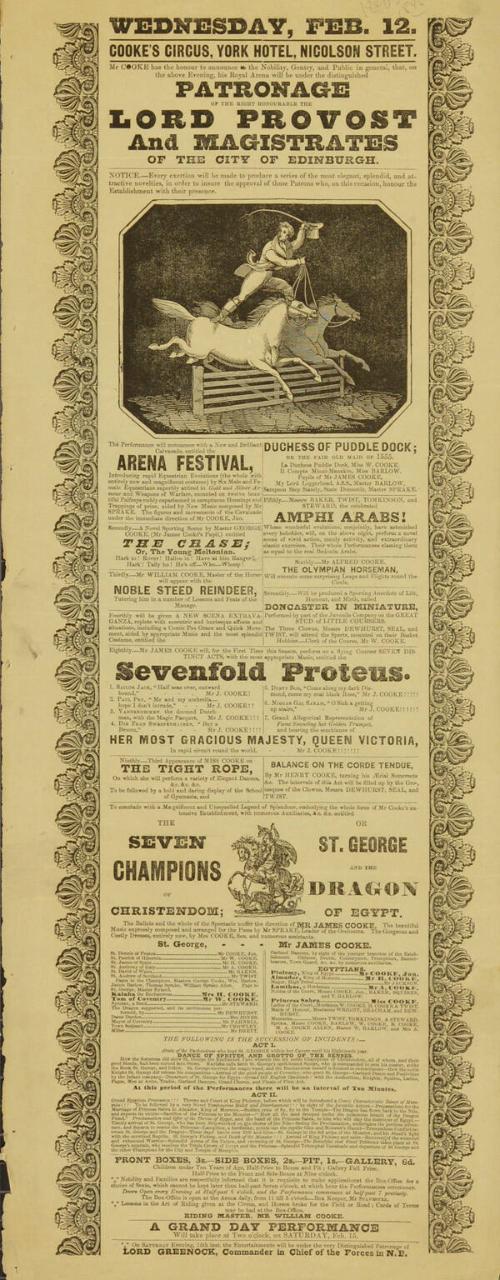Playbill for Cooke's Circus. February 12, 1840 (maybe 1845)
