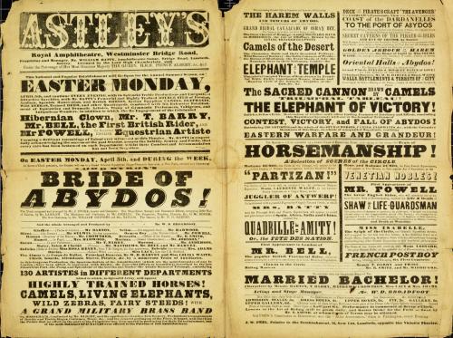 Playbill for Batty: Astley's Royal Amphitheatre, Westminster Bridge. April 5, 1847