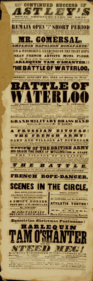 Playbill for Astley's Royal Amphitheatre. January 29, 1844