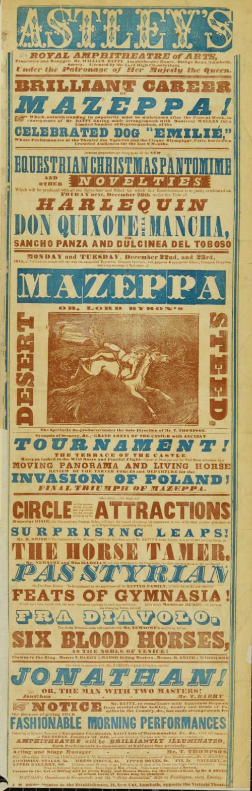 Playbill for Astley's Royal Amphitheatre of the Arts. December 22, 1845
