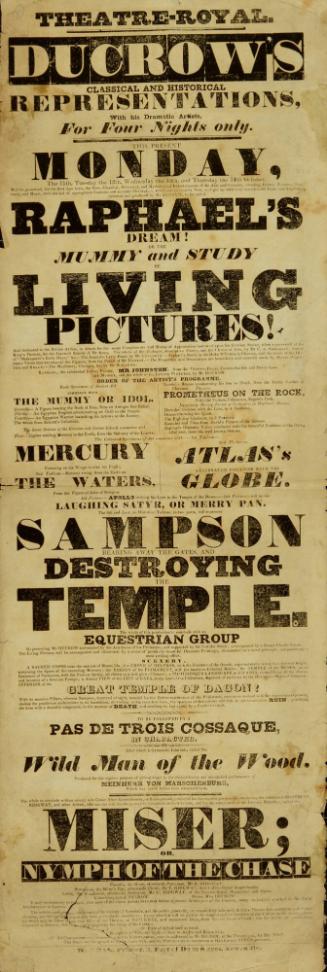 Playbill for Theatre-Royal, Ducrow's. October 14, 1830