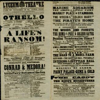Playbill for Lyceum Theatre. February 16, 1857