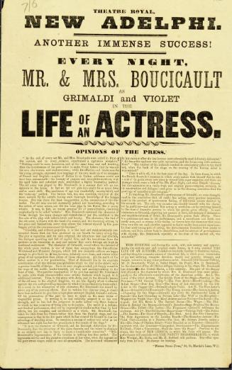 Handbill for Theatre Royal, New Adelphi. 1862