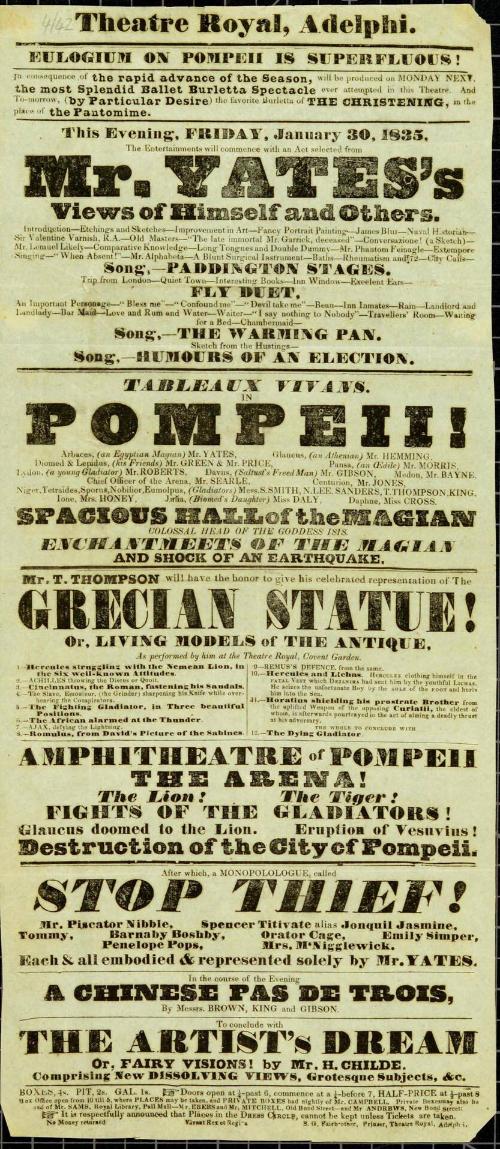 Playbill for Theatre Royal, Adelphi. January 30, 1835