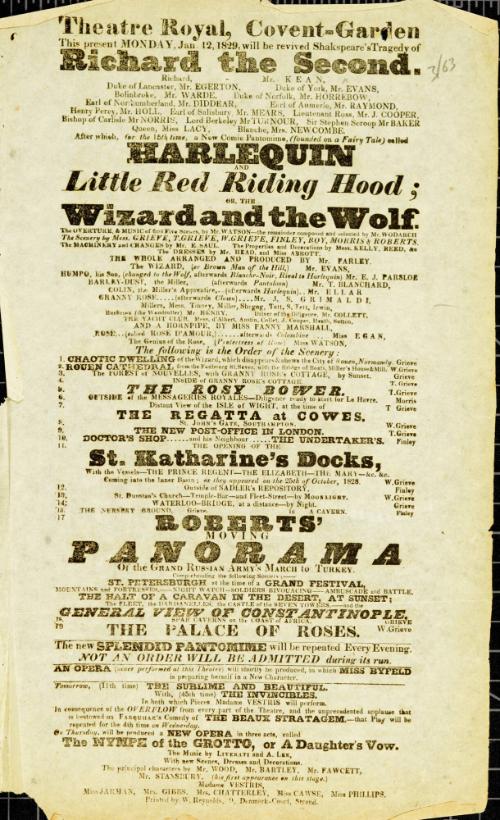 Handbill for Theatre Royal, Covent Garden. December 12, 1829