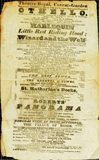 Handbill for Theatre Royal, Covent Garden. January 8, 1829