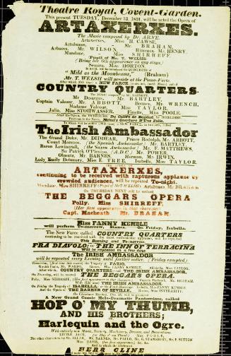 Handbill for Theatre Royal, Covent Garden. December 31, 1831