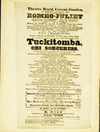 Handbill for Theatre Royal, Covent Garden. April 7, 1828