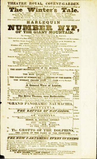 Handbill for Theatre Royal, Covent Garden. January 3, 1828