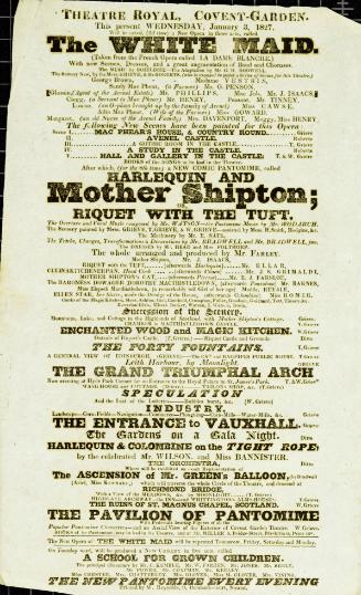 Handbill for Theatre Royal, Covent Garden. January 3, 1827