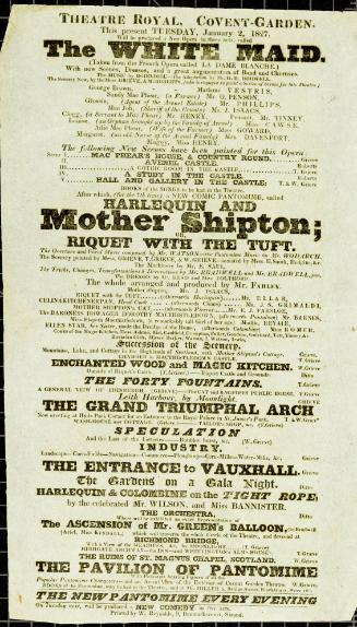 Handbill for Theatre Royal, Covent Garden. January 2, 1827