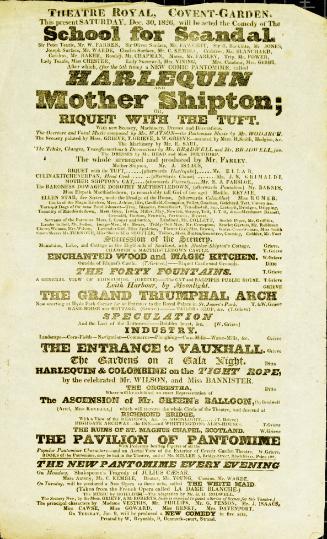 Handbill for Theatre Royal, Covent Garden. December 30, 1826
