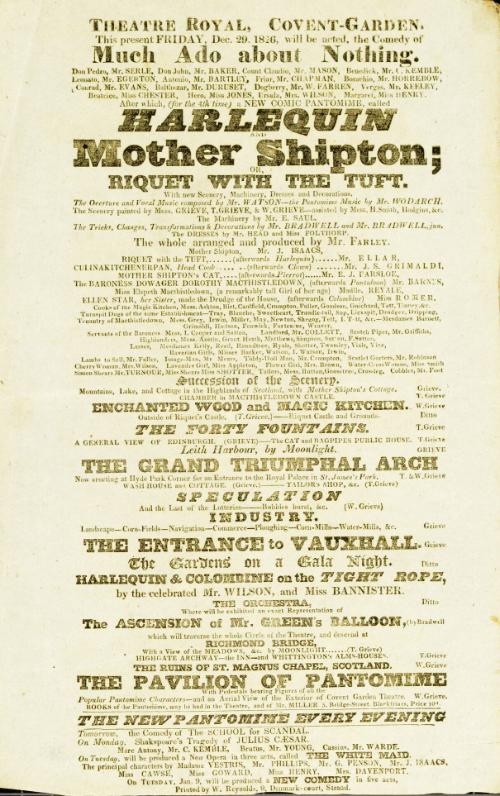 Handbill for Theatre Royal, Covent Garden. December 29, 1826