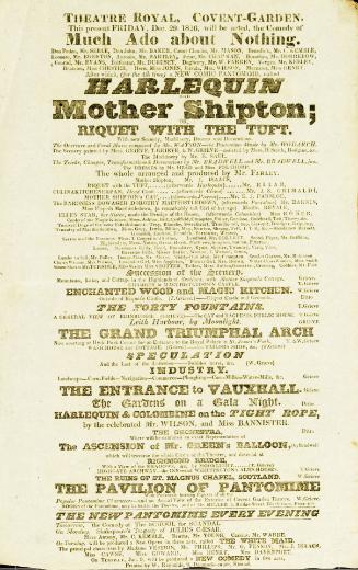 Handbill for Theatre Royal, Covent Garden. December 29, 1826