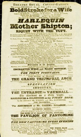 Handbill for Theatre Royal, Covent Garden. December 28, 1826