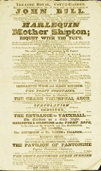 Handbill for Theatre Royal, Covent Garden. December 27, 1826