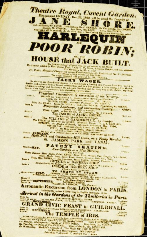 Handbill for Theatre Royal, Covent Garden. December 26, 1823