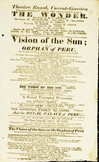Handbill for Theatre Royal, Covent Garden. April 8, 1823