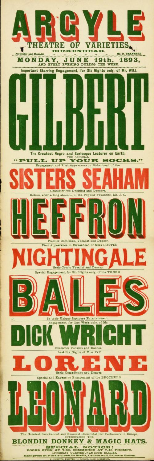 Playbill for Argyle Theatre, Birkenhead. 1893