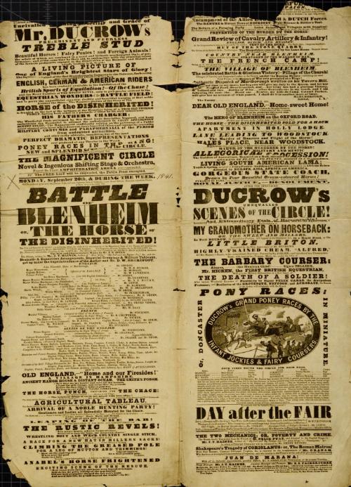 Playbill for Ducrow's. September 20, 1841