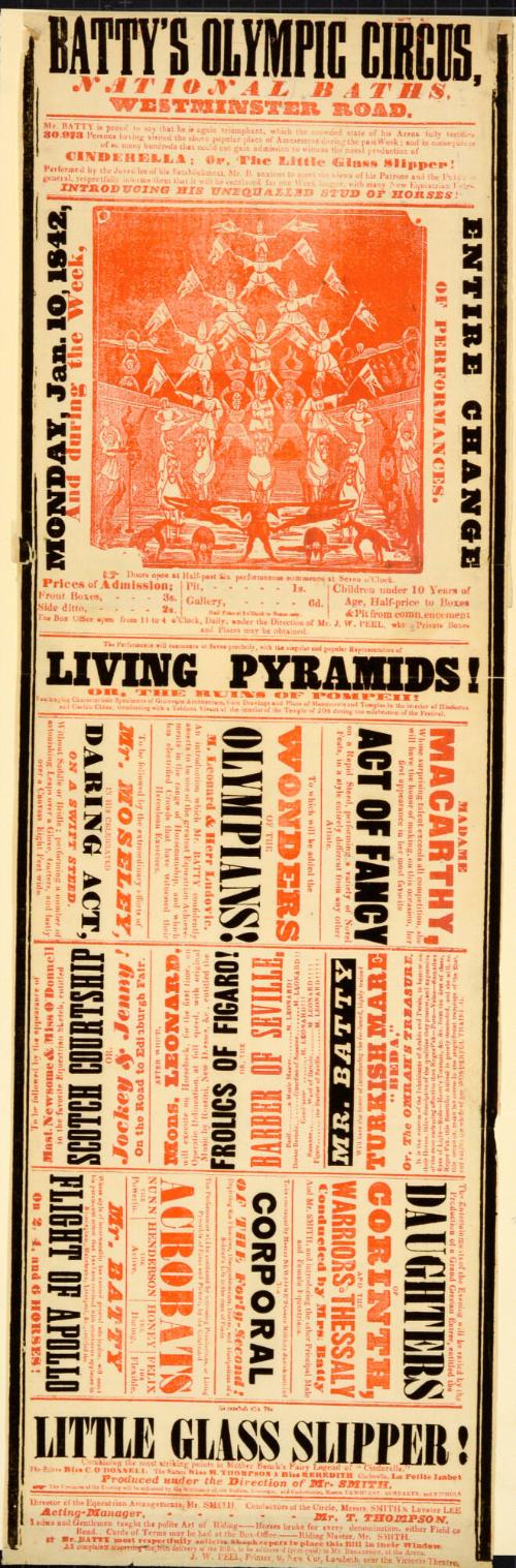 Playbill for Batty's Olympic Circus, National Baths. January 10, 1842