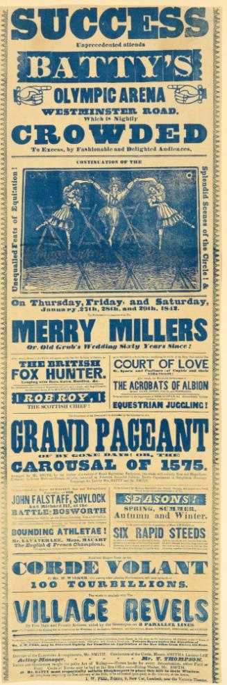Playbill for Batty's Olympic Arena. January 27, 1842