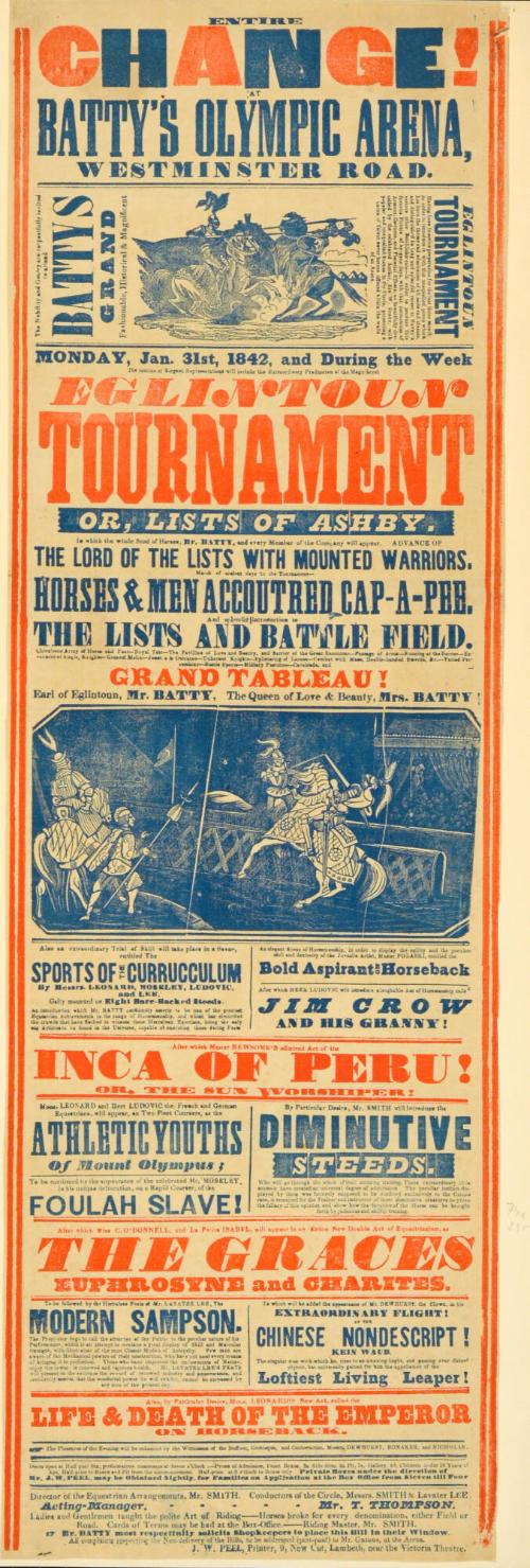 Playbill for Batty's Olympic Arena. January 31, 1842