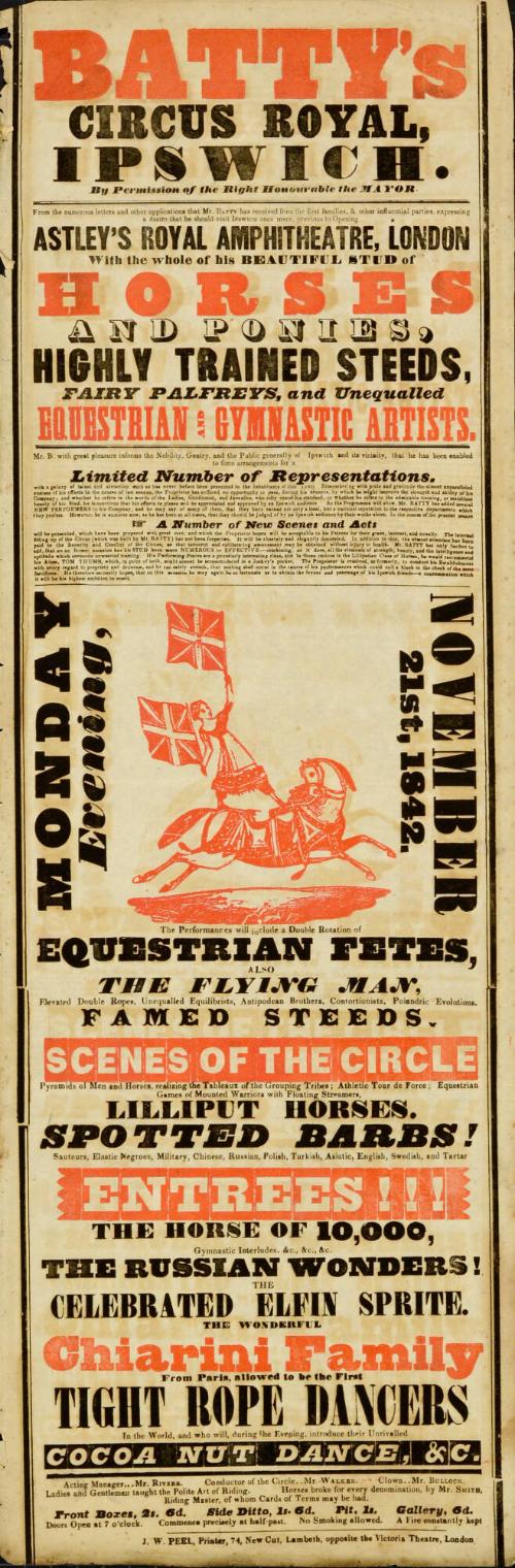 Playbill for Batty's Circus Royal, Ipswich.
