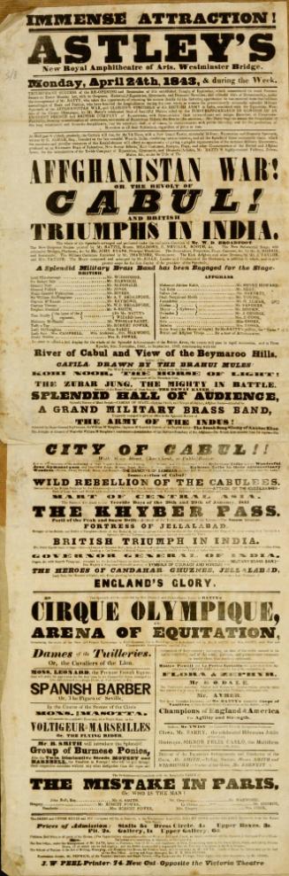 Playbill for Astley's Amphitheatre of Arts. April 24, 1843