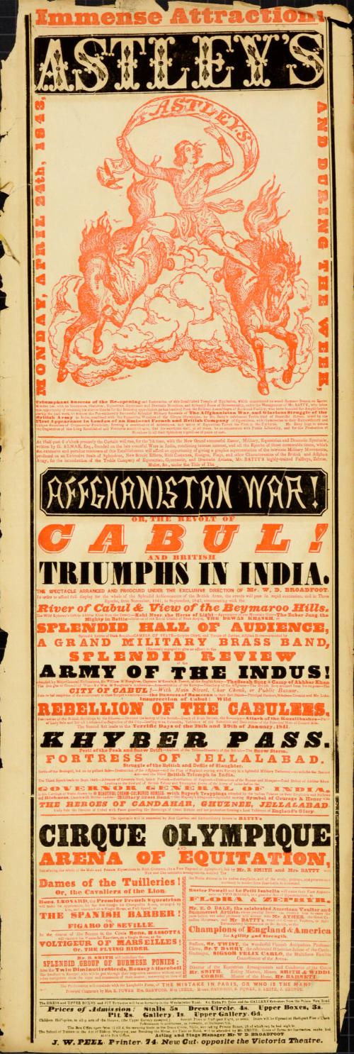 Playbill for Astley's Amphitheatre of Arts. April 24, 1843