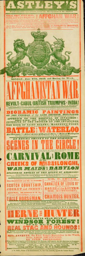 Playbill for Astley's Amphitheatre of Arts. June 26, 1843