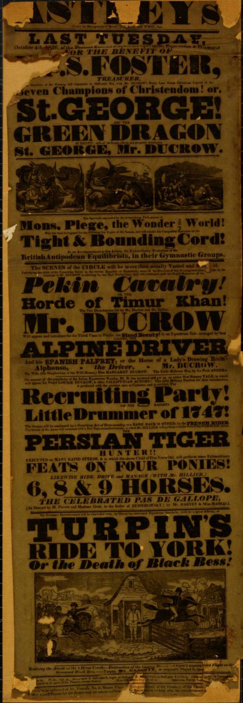 Playbill for Astley's. October 4, 1836