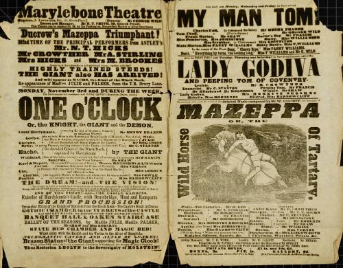 Playbill for Marylebone Theatre. November 3, 1851 or 1856.