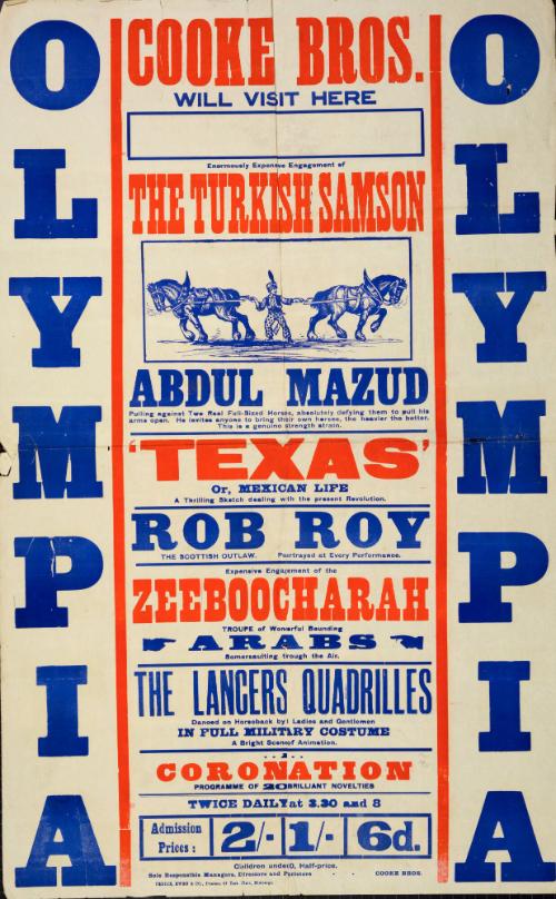 Playbill for Cooke's Circus. Fall 1911