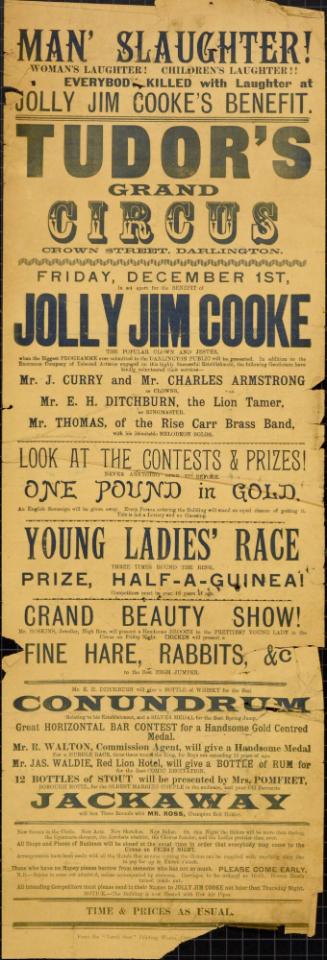 Tudor's Grand Circus. December 1, year unknown