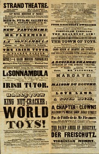 Playbill for Strand Theatre. January 9, 1854
