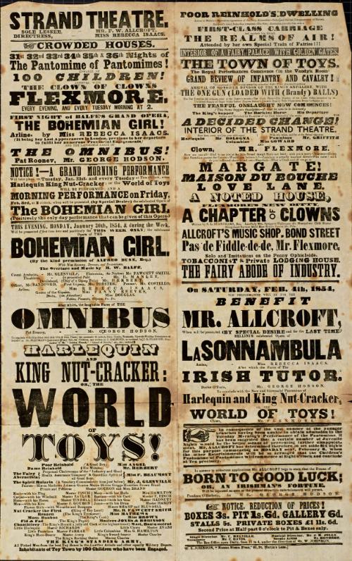 Playbill for Strand Theatre. January 30, 1854