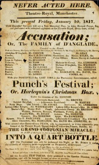 Handbill for Theatre Royal, Manchester. January, 1817