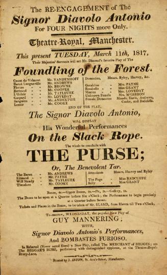 Handbill for Theatre Royal, Manchester. March, 1817