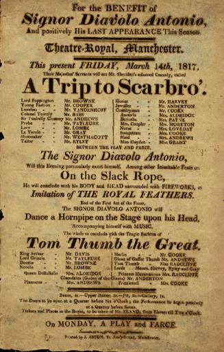 Handbill for Theatre Royal, Manchester. March, 1817