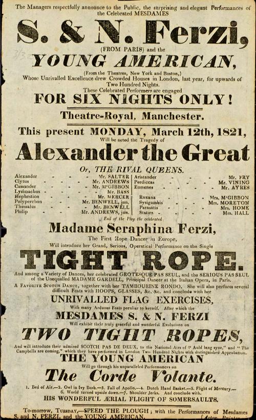 Handbill for Theatre Royal, Manchester. March, 1821