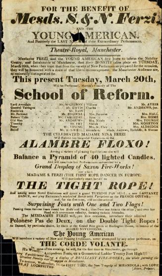 Handbill for Theatre Royal, Manchester. March, 1821