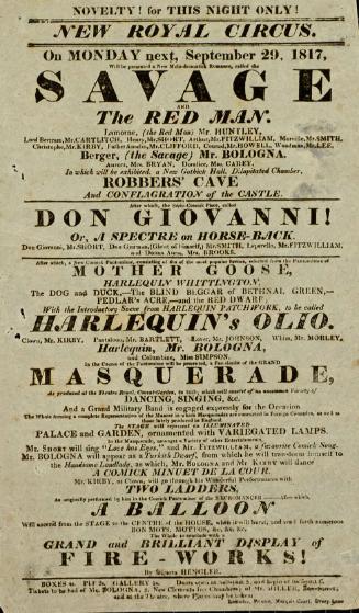 Handbill for Surrey Theatre. September 29, 1817