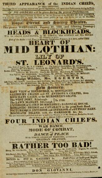 Handbill for Royal Circus and Surrey Theatre. January 27, 1819