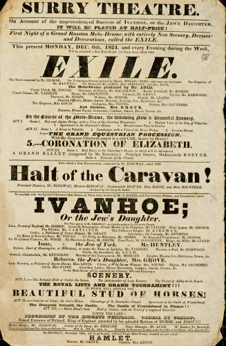 Handbill for Surrey Theatre. December 6, 1824
