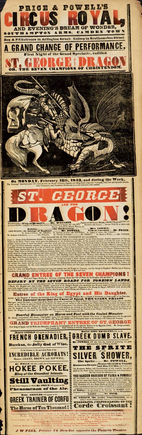 Playbill for Price & Powell's CIrcus Royal. February 13, 1843
