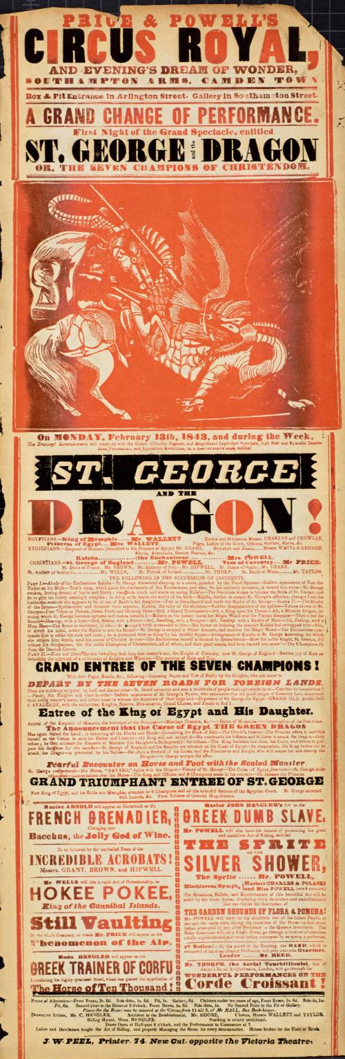 Playbill for Price & Powell's CIrcus Royal. February 13, 1843
