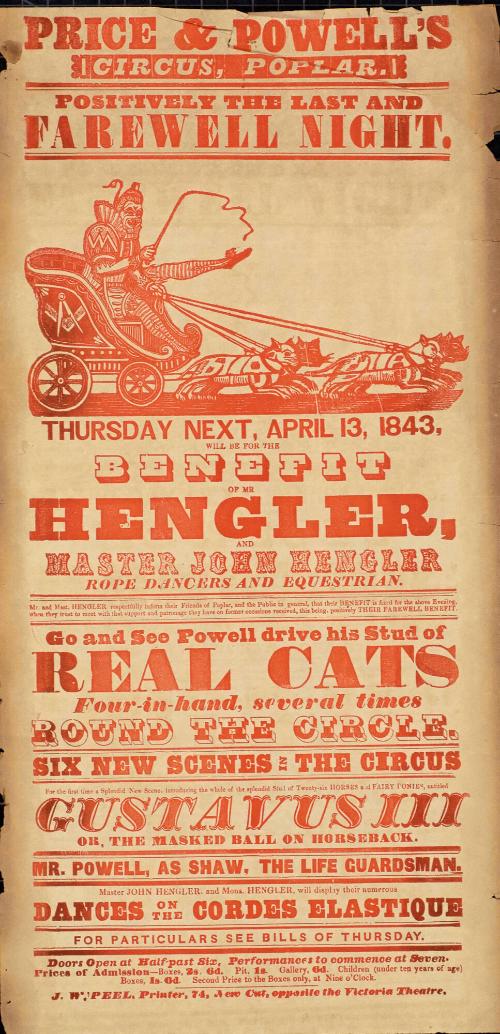 Playbill for Price & Powell's Circus. April 13, 1843